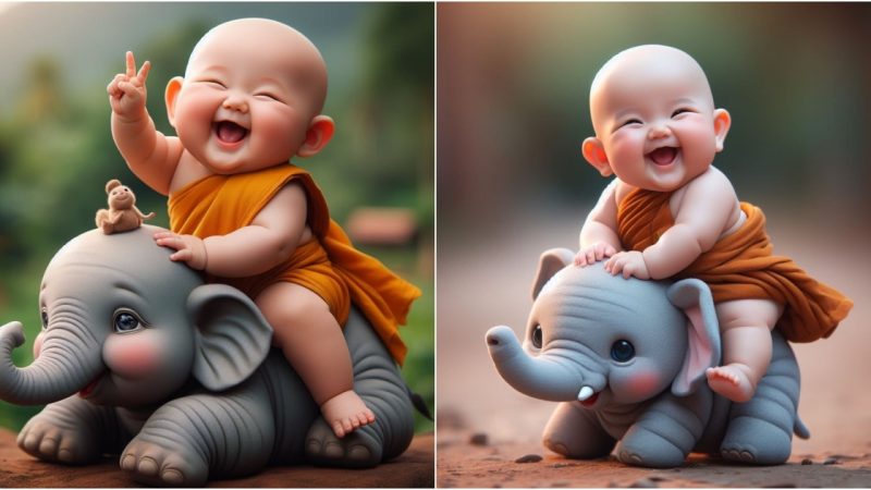 Captivating Moments: Adorable Baby Takes a Majestic Ride on an Elephant