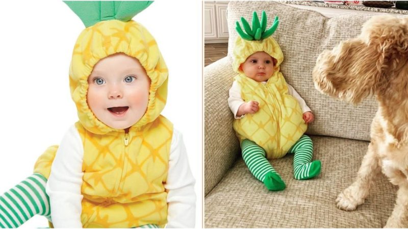 Tiny Delight: A Baby in a Little Pineapple Costume